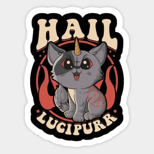 Cute & Funny Satanic Hail Lucipurr Rainbow Kitty Sticker